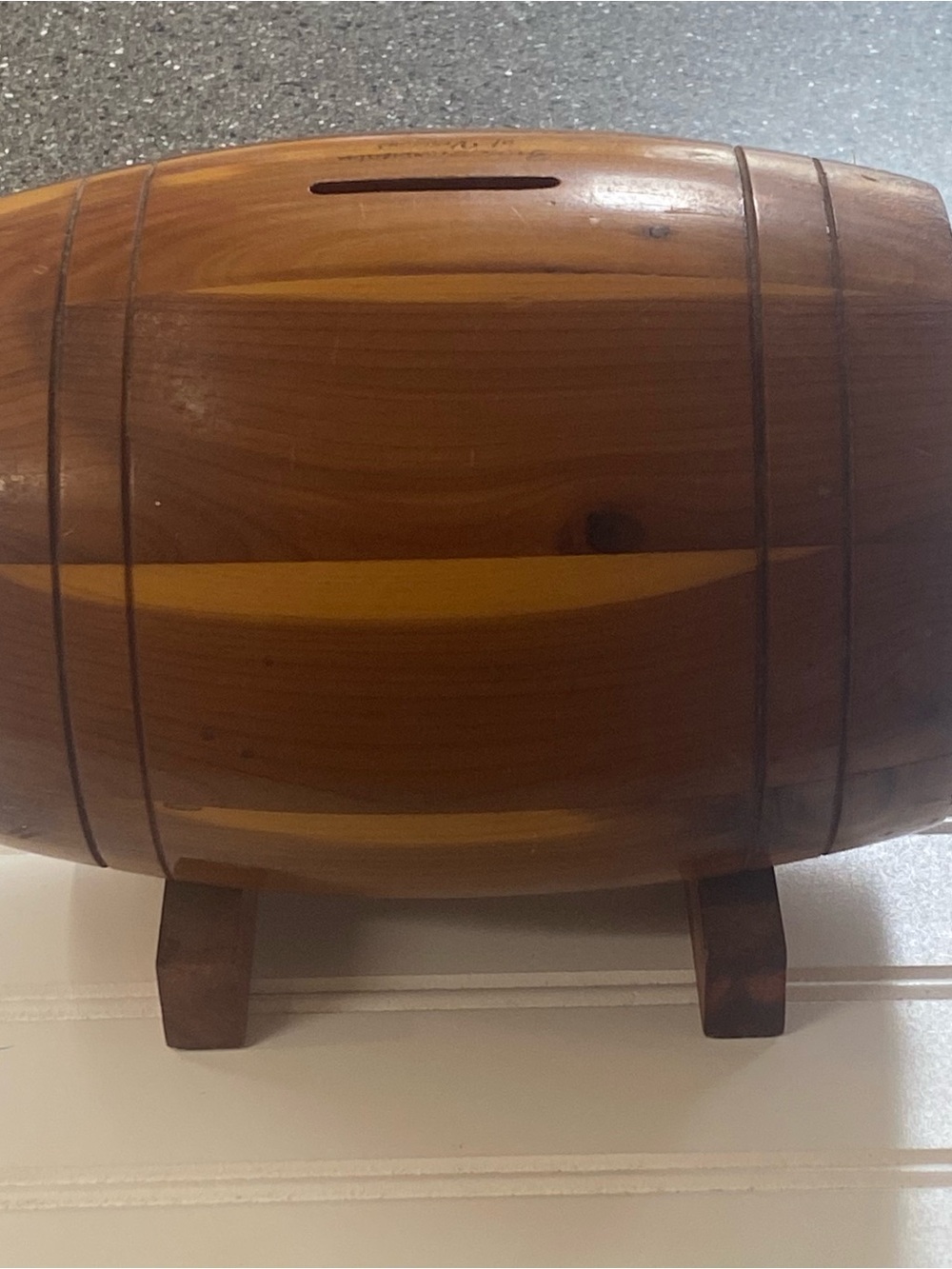 Wooden Barrel Piggy Bank - Brown & Honey Tones Green mountain Vermont collection